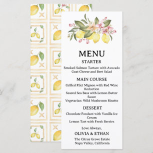 Lemon Wedding Citrus Brunch Wedding Menu