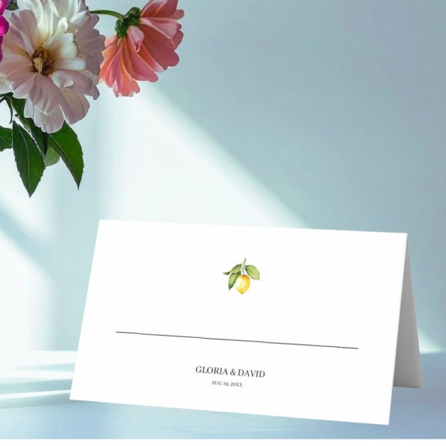 Lemon Wedding Folded Place Card (Creator Uploaded)