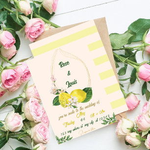 Lemon wedding invitation in bright colors