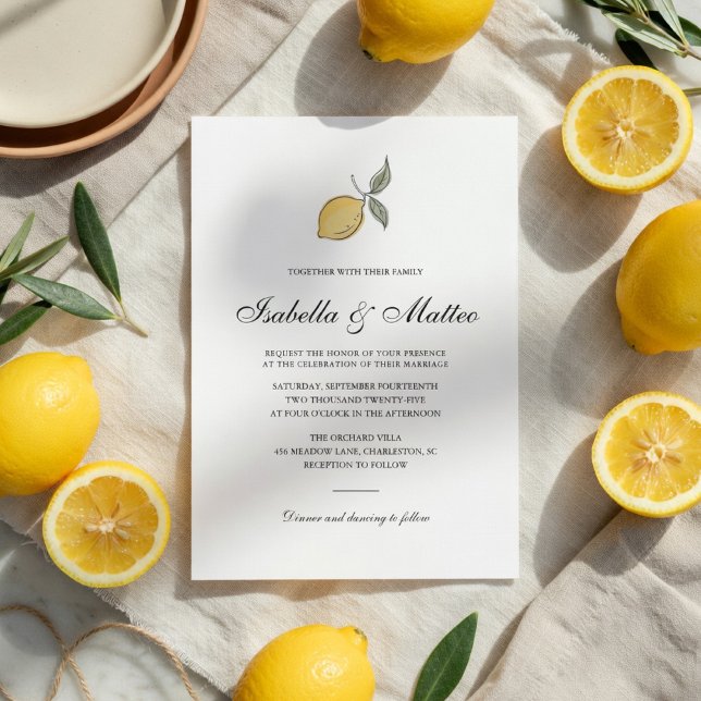 Lemon Wedding Invitation with QR Code | Amalfi  (Creator Uploaded)