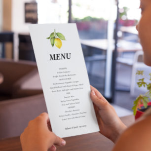 Lemon Wedding Menu 