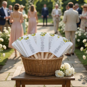 Lemon Wedding Program Fan Mediterranean Citrus