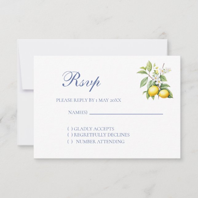 Lemon Wedding RSVP card (Front)