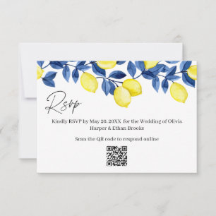 Lemon Wedding RSVP QR Code Card