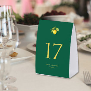 Lemon Wedding Table Number 