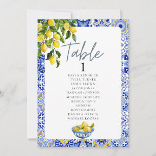 Lemon Wedding Table Number Hanging Seating Chart