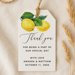 Lemon Wedding Thank You   Elegant Citrus Favour Gift Tags