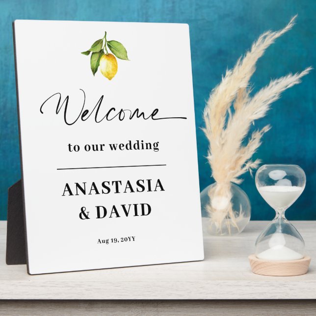Lemon Wedding Welcome  Plaque (Side)