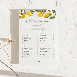 Lemon What Is In Your Purse Baby Shower Game 