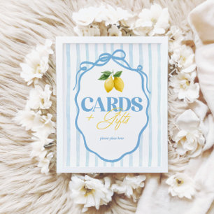 Lemon Whimsical Blue Girls Cards & Gifts Sign