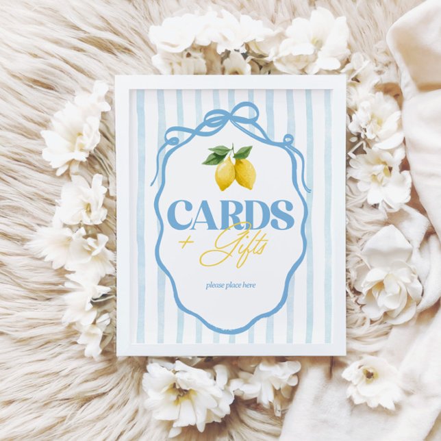 Lemon Whimsical Blue Girls Cards & Gifts Sign (Creator Uploaded)