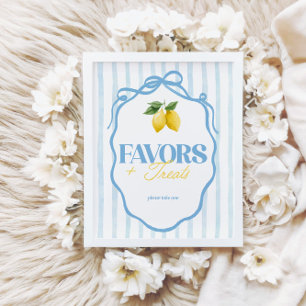 Lemon Whimsical Blue Girls Favours & Treats Sign