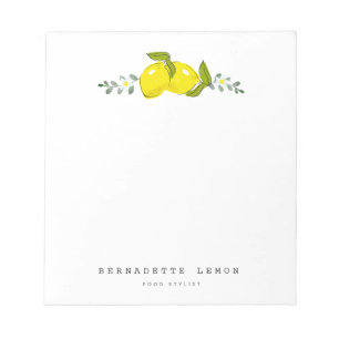 Lemon & White Flower Simple Clean Notepad