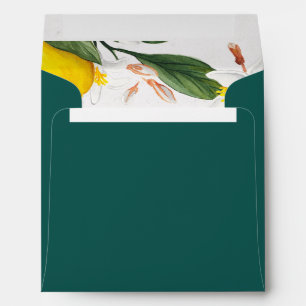 Lemon White Flower Watercolor Wedding Envelope