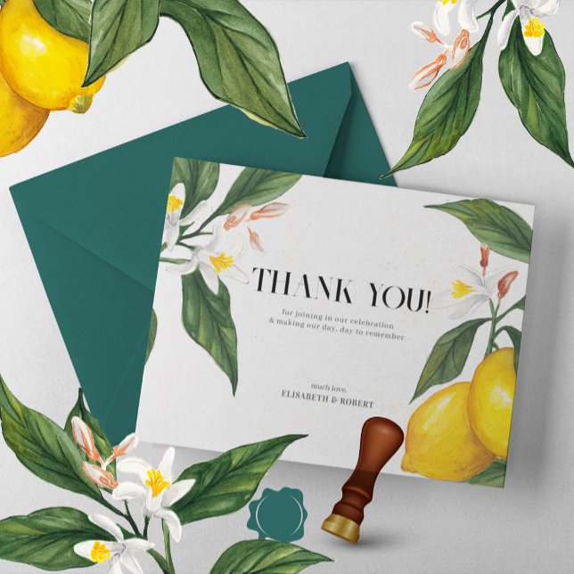 Lemon White Flower Watercolor Wedding Suite  Thank You Card (Creator Uploaded)