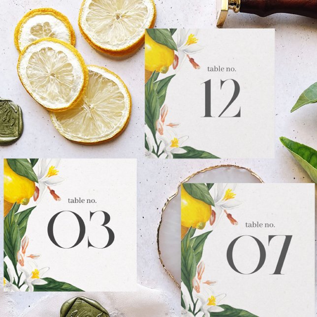 Lemon White Flower Watercolor Wedding Table No. (Creator Uploaded)