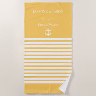 Lemon White Personalised Destination Wedding Favou Beach Towel
