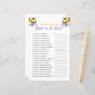 Lemon "Who Knows The Bride" Bridal Shower Game