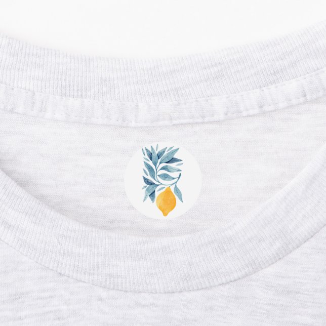 Lemon with blue leaves botanical illustration (Affixed)
