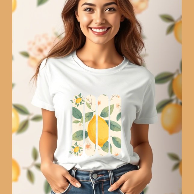 lemon with green leaves botanical fruit T-Shirt (Creator Uploaded)