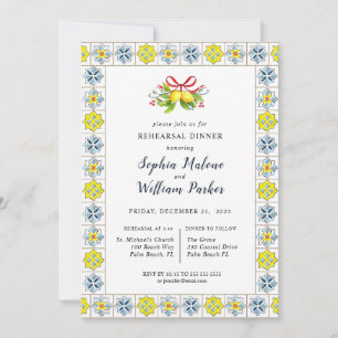 Lemon with Italian Tiles Rehearsal dinner Invitation