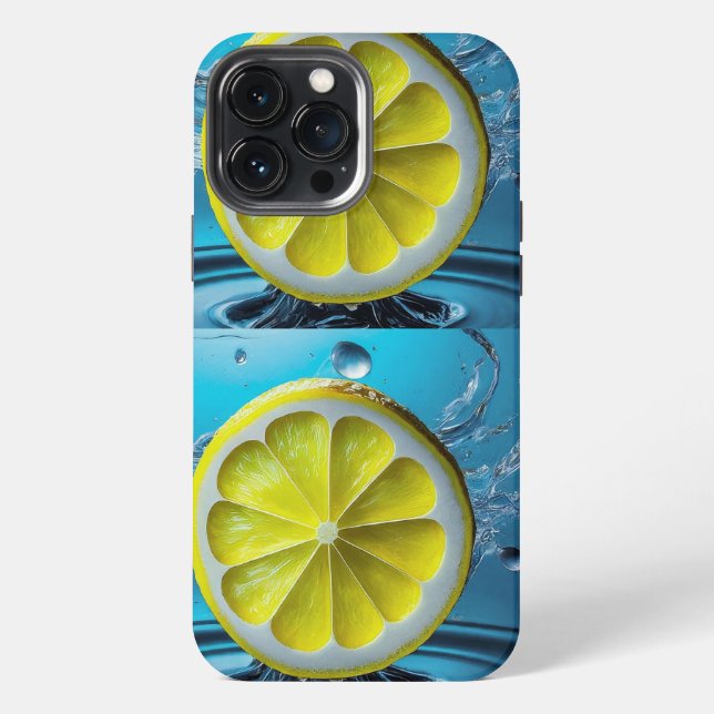 Lemon with refreshing water droplets iPhone case (Back)
