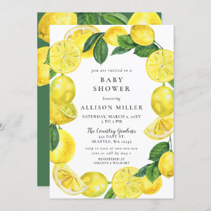 Lemon Wreath Gender Neutral Baby Shower Invitation