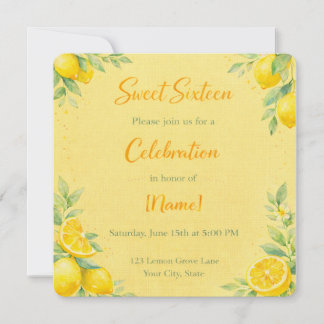 "Lemon-y" Sweet 16 invite 