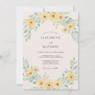 Lemon Yellow Airy Summer Wedding Invitation