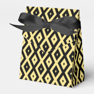 Lemon yellow and black diamond pattern favour box
