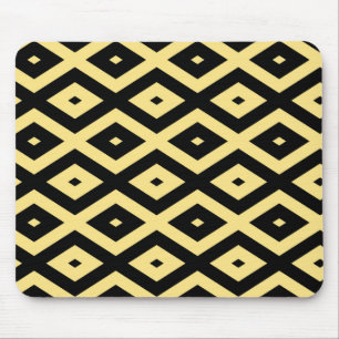 Lemon yellow and black diamond pattern mouse pad