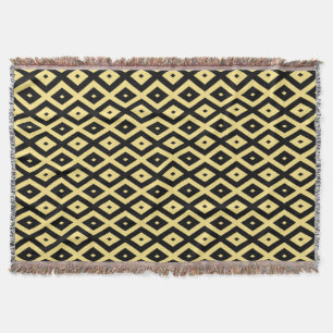 Lemon yellow and black diamond pattern throw blanket