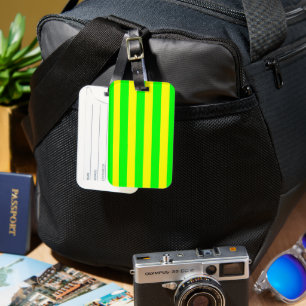 Lemon Yellow and Lime Green Stripes  Luggage Tag