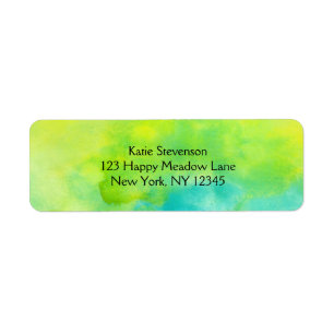 Lemon Yellow and Turquoise Blue Watercolor Return Address Label
