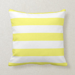 Lemon Yellow and White Bold Stripes Cushion