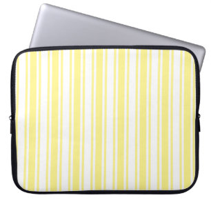 Lemon yellow and white candy stripes laptop sleeve