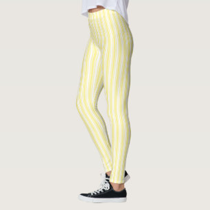 Lemon yellow and white candy stripes leggings