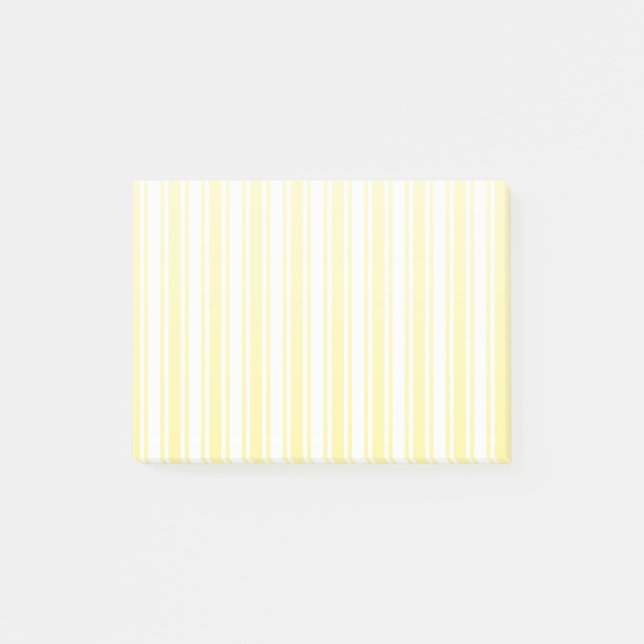 Lemon yellow and white candy stripes post-it notes (Front)