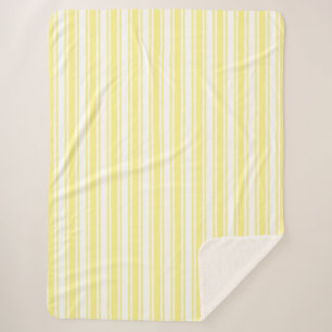 Lemon yellow and white candy stripes sherpa blanket