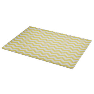 Lemon Yellow and White Chevron Pattern Cutting Board