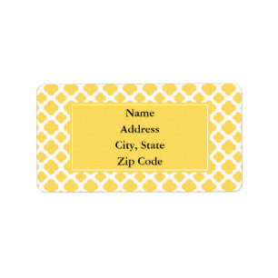 Lemon Yellow and White Quatrefoil Pattern Label