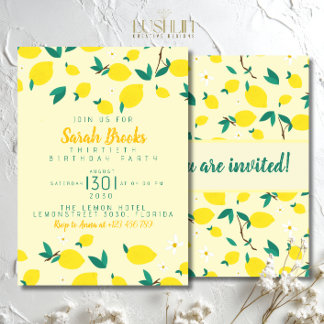 Lemon Yellow Birthday Party Invitation