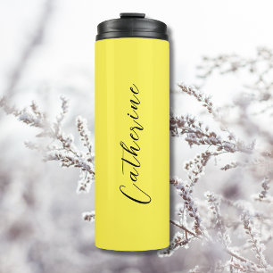 Lemon Yellow Black Elegant Minimal Customised Thermal Tumbler