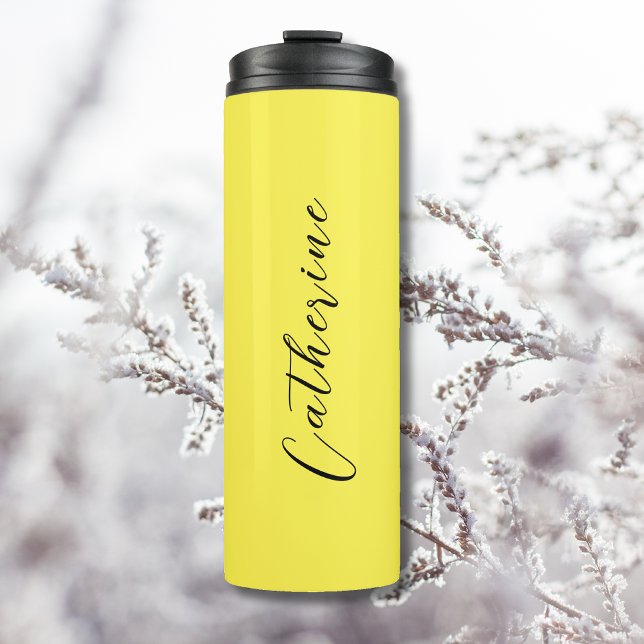 Lemon Yellow Black Elegant Minimal Customised Thermal Tumbler (Creator Uploaded)