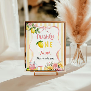 Lemon Yellow Bow Freshly One First Birthday Favour Poster