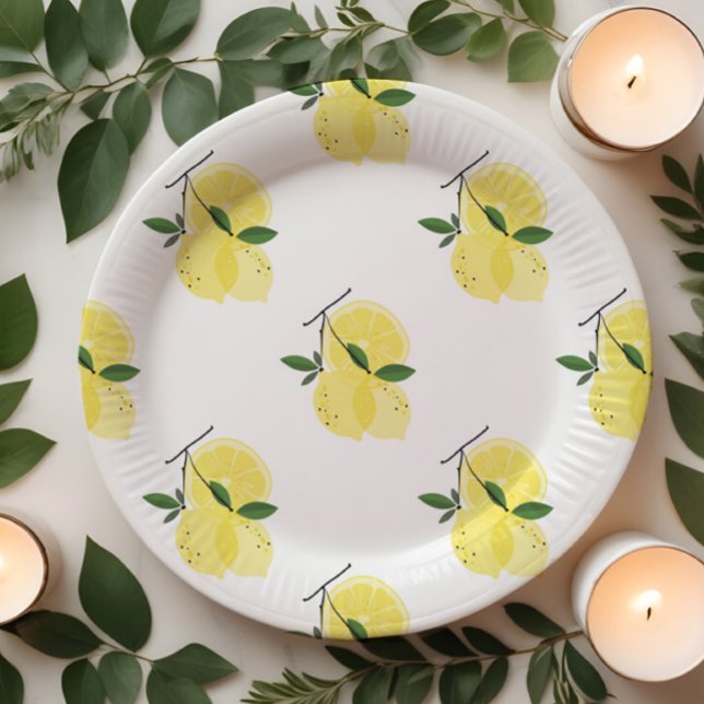Lemon Yellow Bridal Shower Paper Plate (Creator Uploaded)