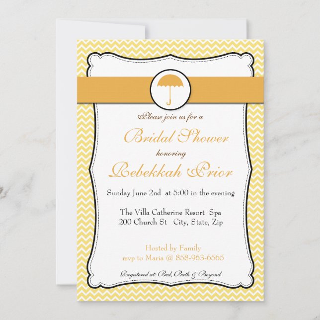 Lemon  Yellow Chevron Bridal Shower Invite (Front)