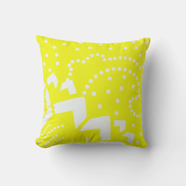 Lemon yellow cirtus graphic dot geometric pattern cushion (Front)
