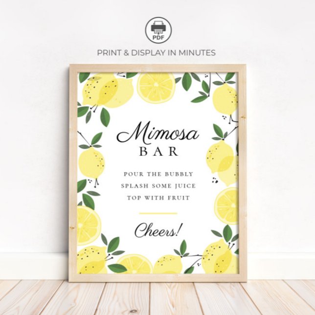 Lemon Yellow Citrus Mimosa Bar Sign (Creator Uploaded)