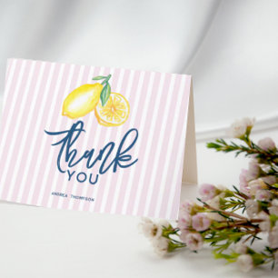 Lemon Yellow Citrus Retro Modern Bridal Shower Thank You Card